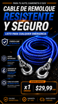 Cable de Remolque con Ganchos de Acero
