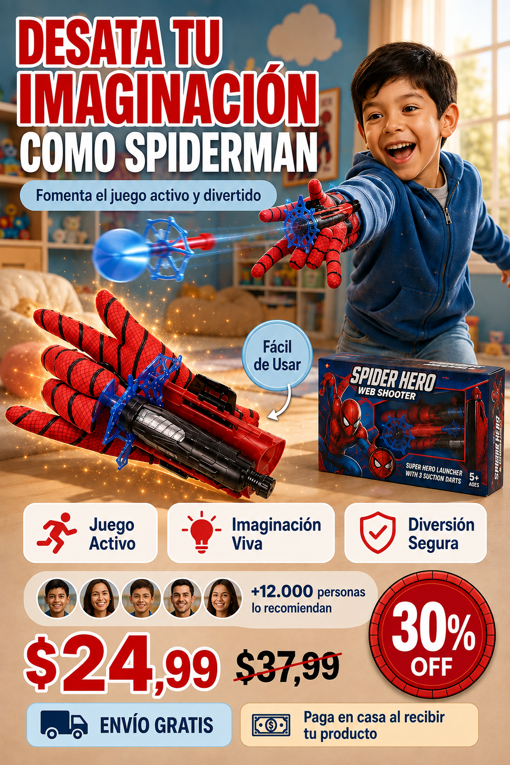 Guante de Spiderman Lanza Telaraña