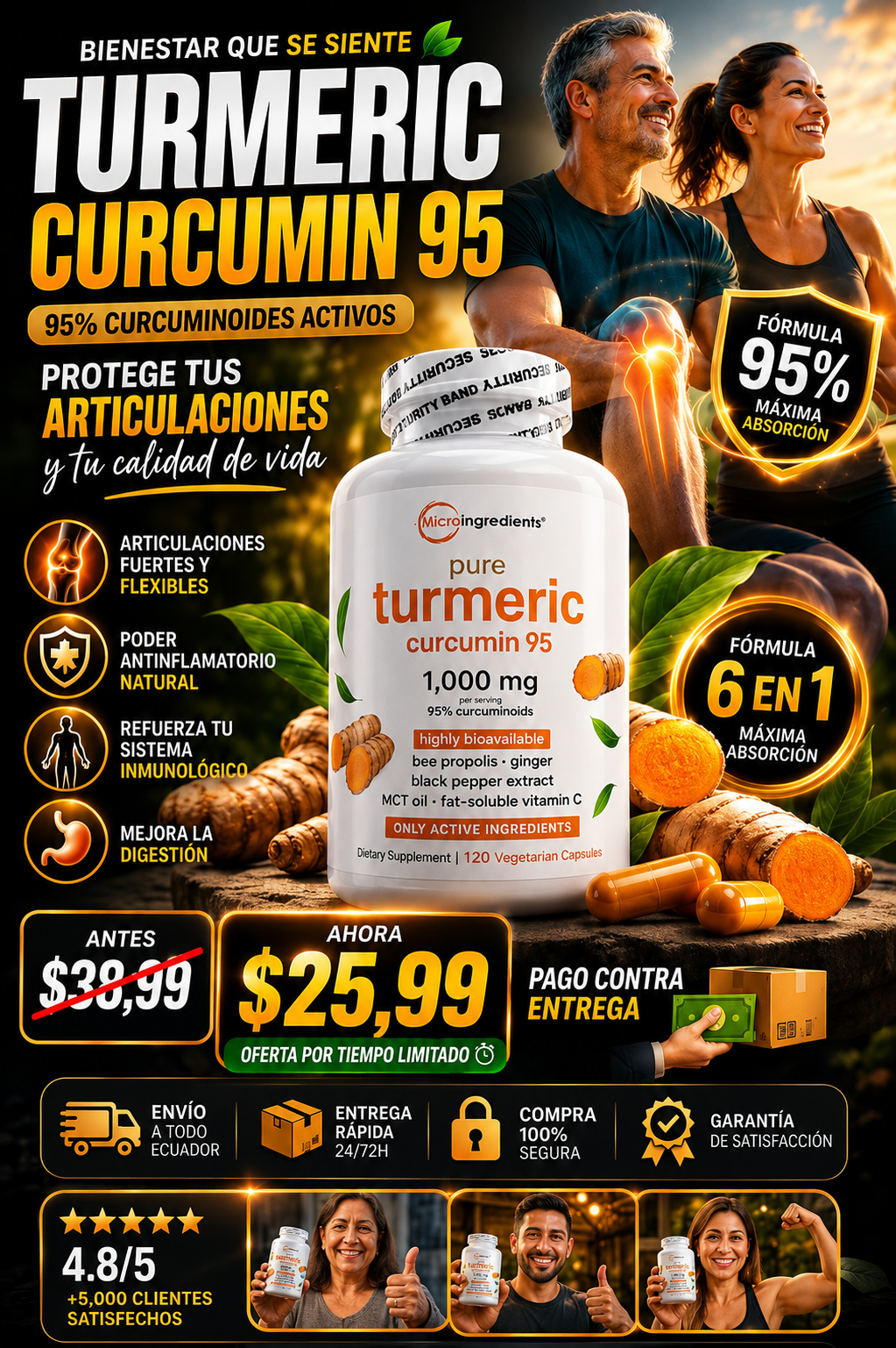 Turmeric curcuma 95%. Protege tus articulaciones