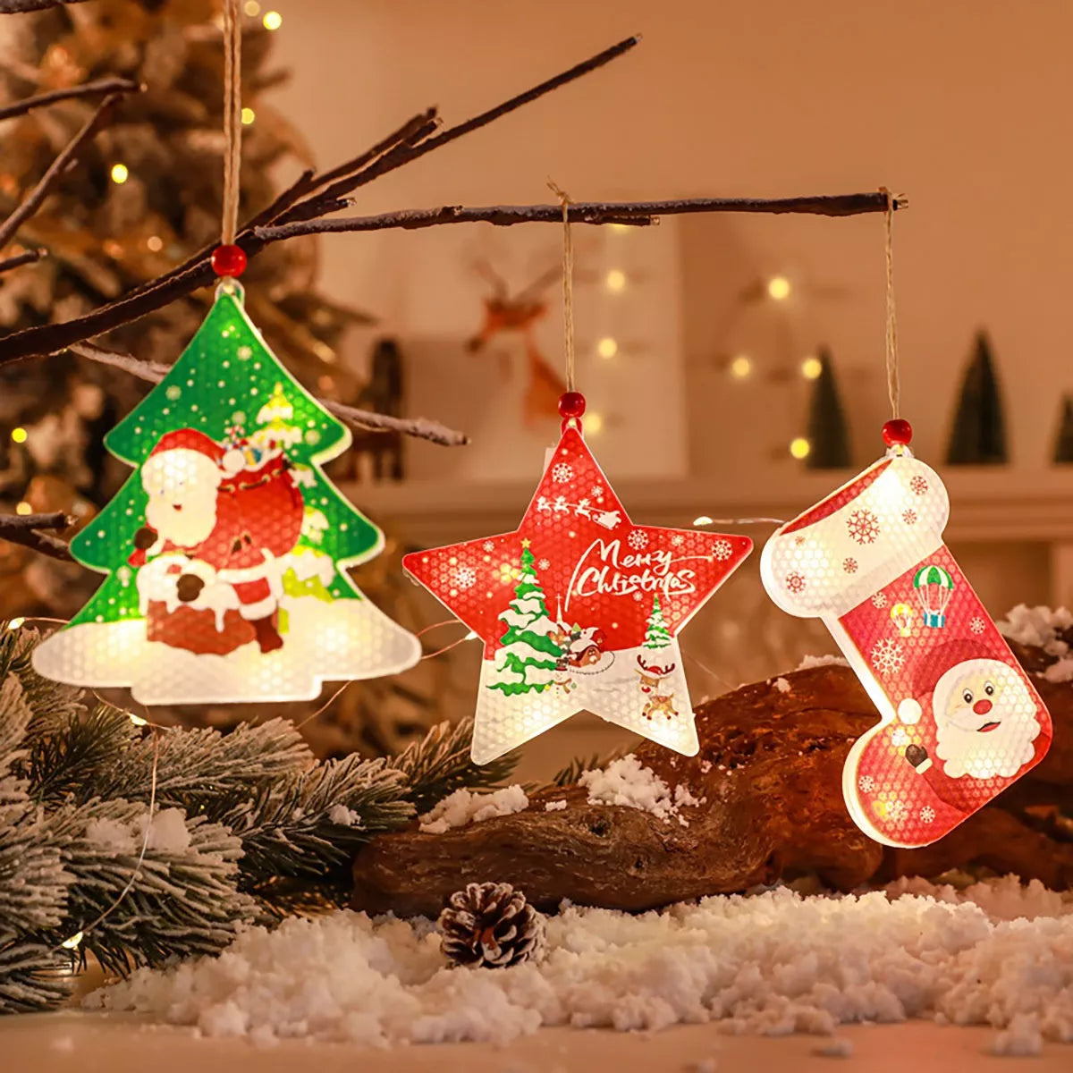 Juego 5 Unidades de Luces Colgantes Navideña. Agrega un toque mágico a tu decoración.🎄🌟